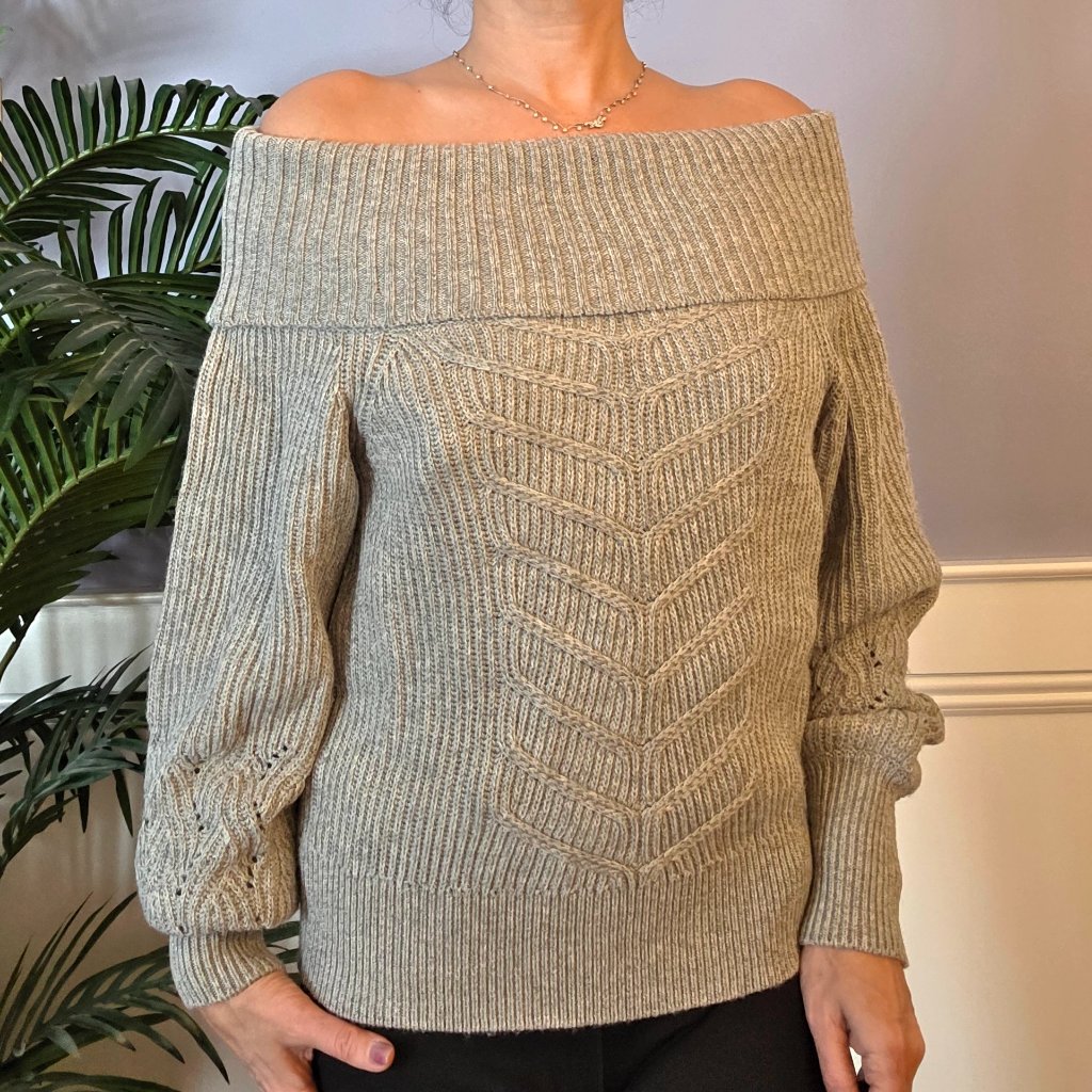 Whbm Off-The-Shoulder Cable Knit Sweater